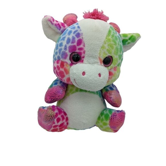 Kelly toy  Rainbow Giraffe glitter sparkle 15 pink  purple green plush stuffed a - Picture 1 of 8